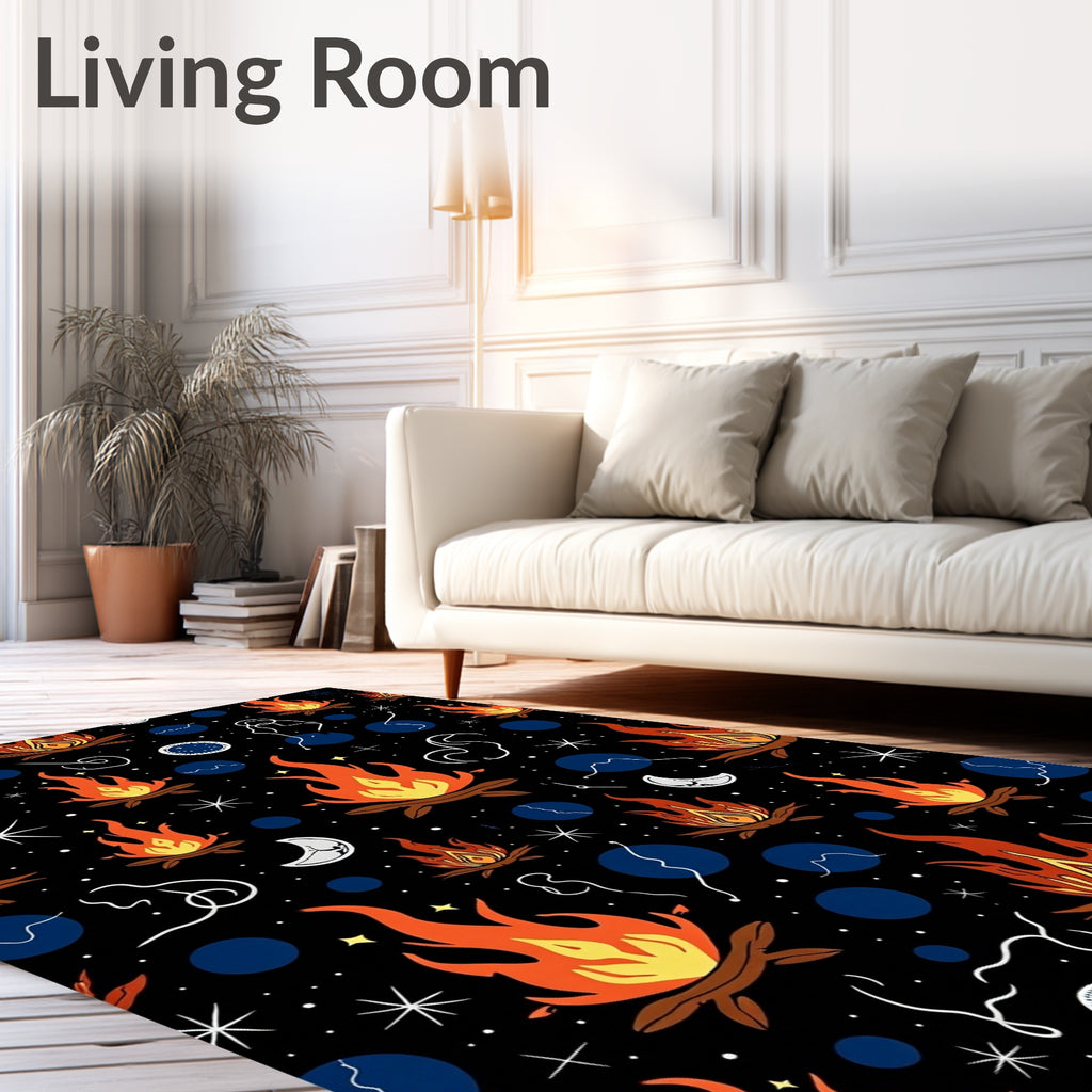 Cosmic Campfire Celestial Night Sky Rug