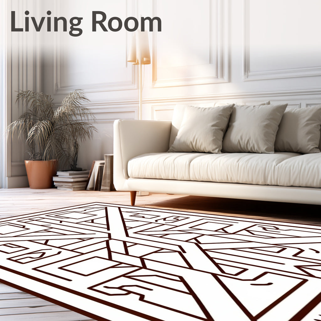 Geometric Abstract Lines Brown Rug