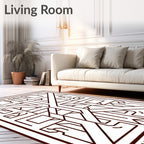 Geometric Abstract Lines Brown Rug