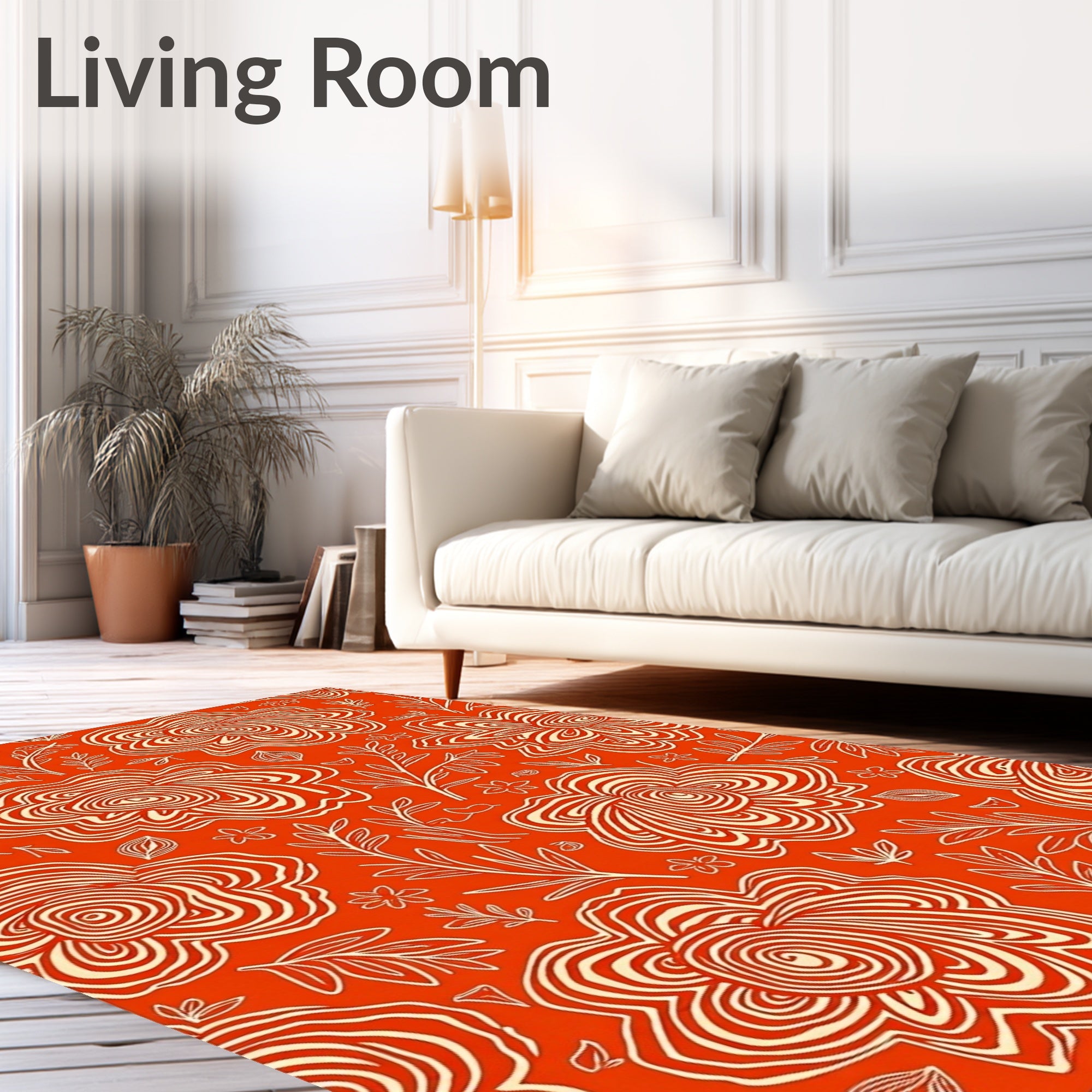 Abstract Coral Bloom Floral Artwork Rug