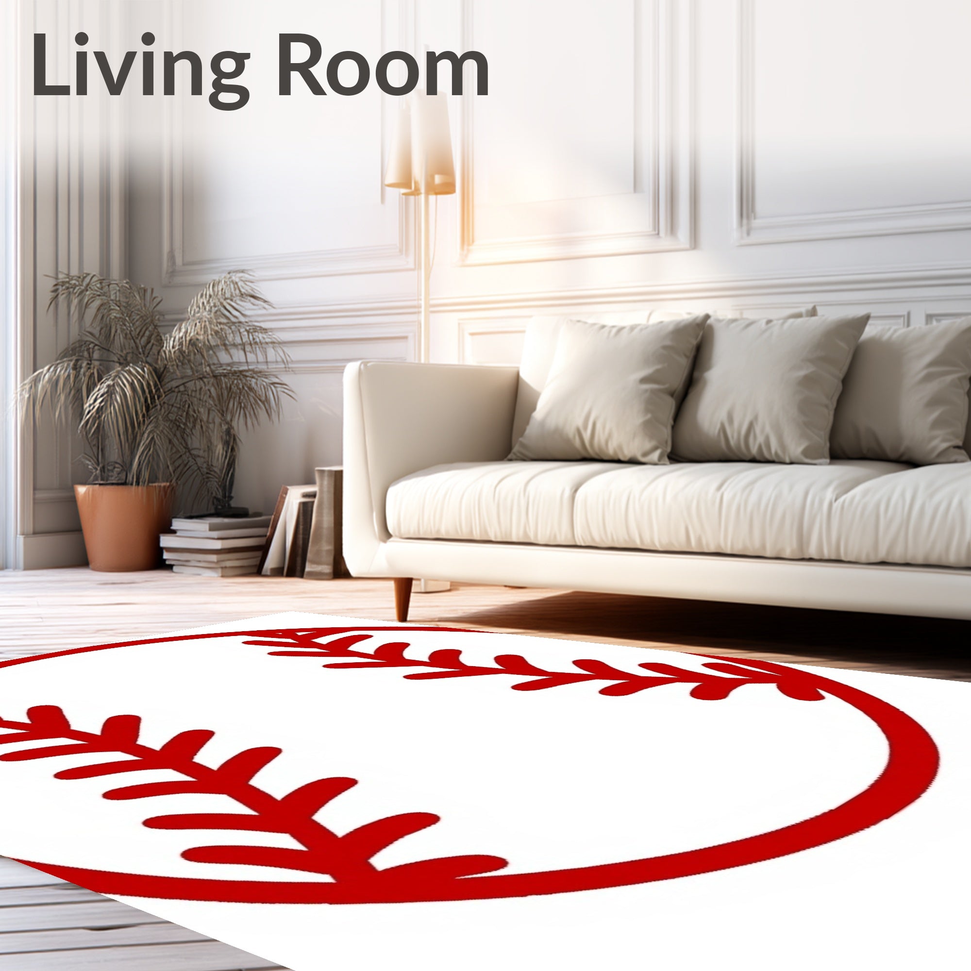Classic Red Baseball Stitch Rug
