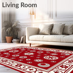 Crimson Ivory Starburst Floral Medallion Rug