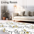 Abstract Cubist Face Gold Line Rug