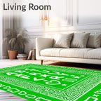 Bold Green Alphabet Border Design Rug