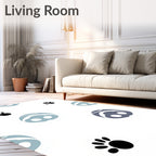 Light Blue Abstract Pig Face Paw Prints Rug
