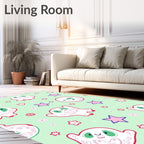 Playful Ghost Stars Floral Mint Rug