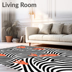 Coral Abstract Organic Zebra Lines Rug