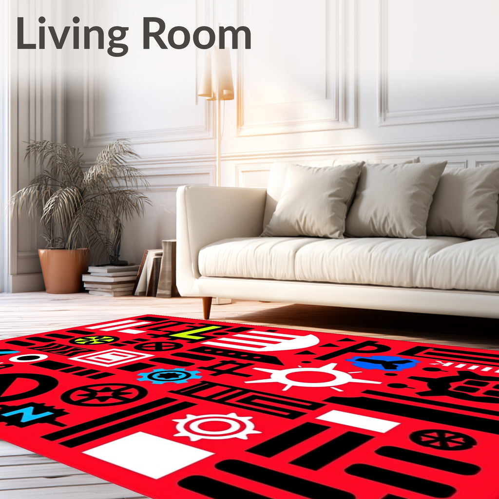 Retro Geometric Collage Medley Rug