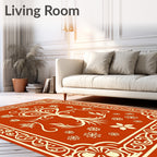 Amber Red Floral Tree Scrollwork Rug