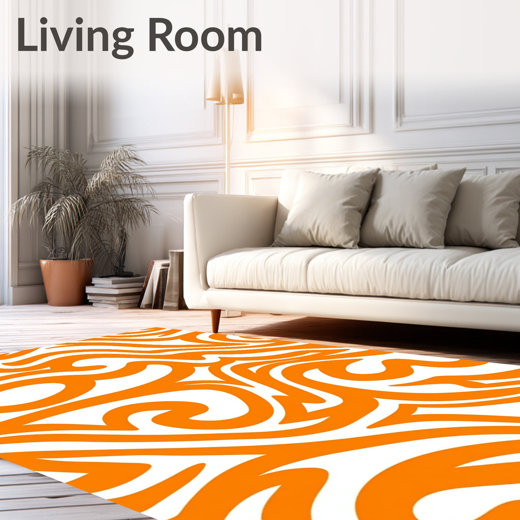 Vibrant Orange Swirl Abstract Rug