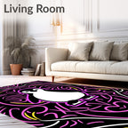Pink Black White Penguin Swirl Rug