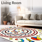Outer Space Rocket Star Moon Rug