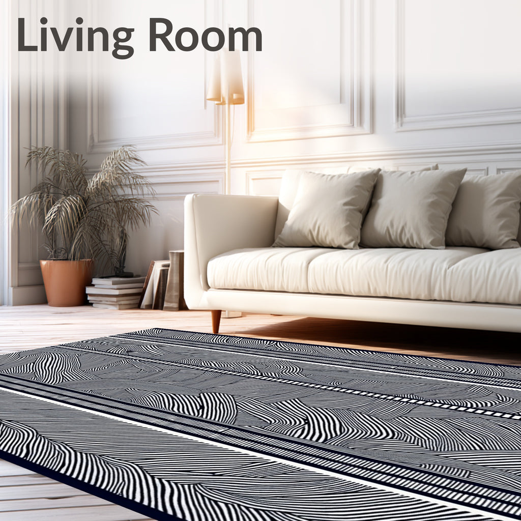 Bold Black White Organic Stripe Rug