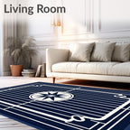 Navy White Geometric Compass Star Rug