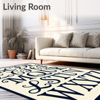 Vintage Navy Alphabet Typography Rug