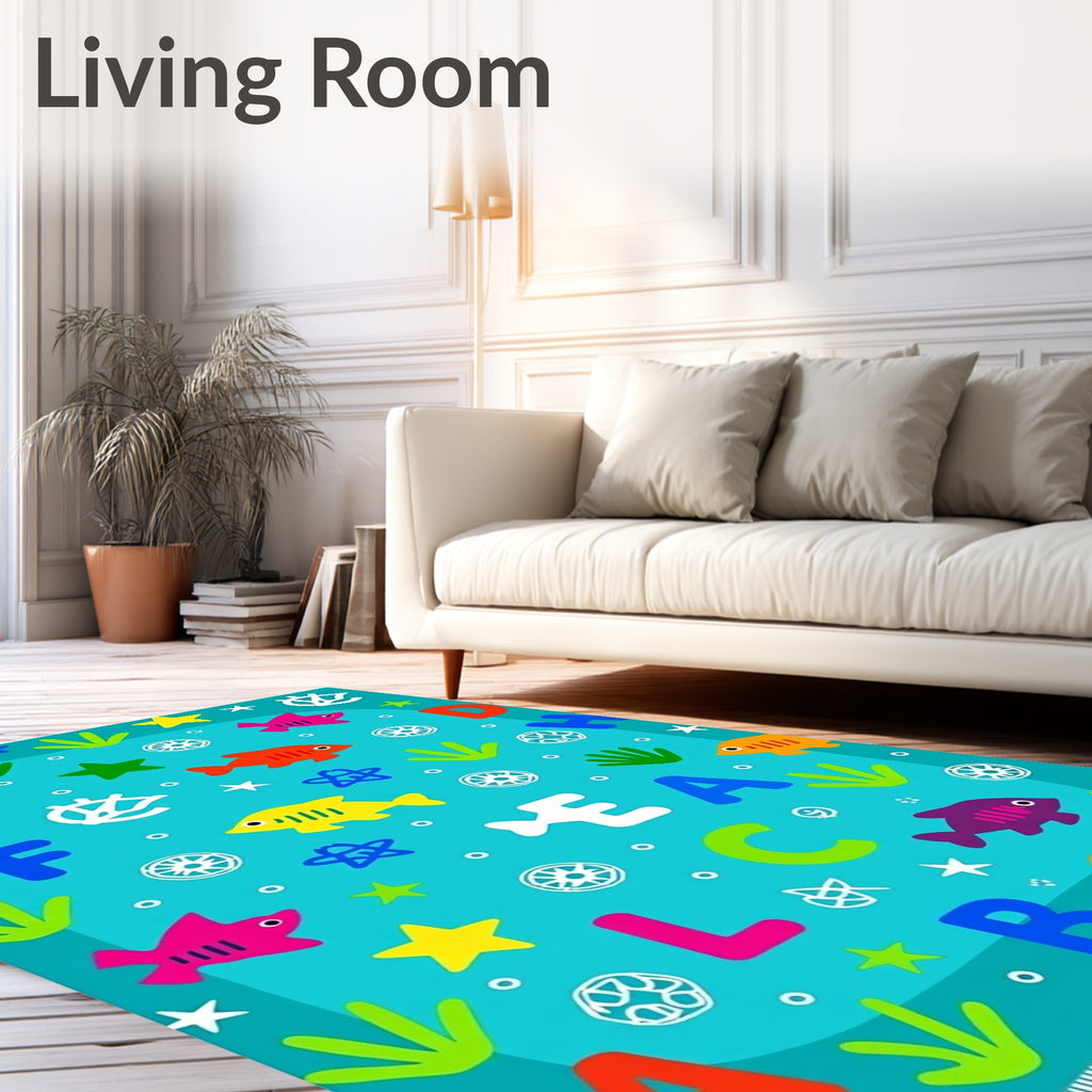 Ocean Alphabet Fish Marine Adventure Rug