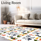 Whimsical Animal Shapes Colorful Collage Rug