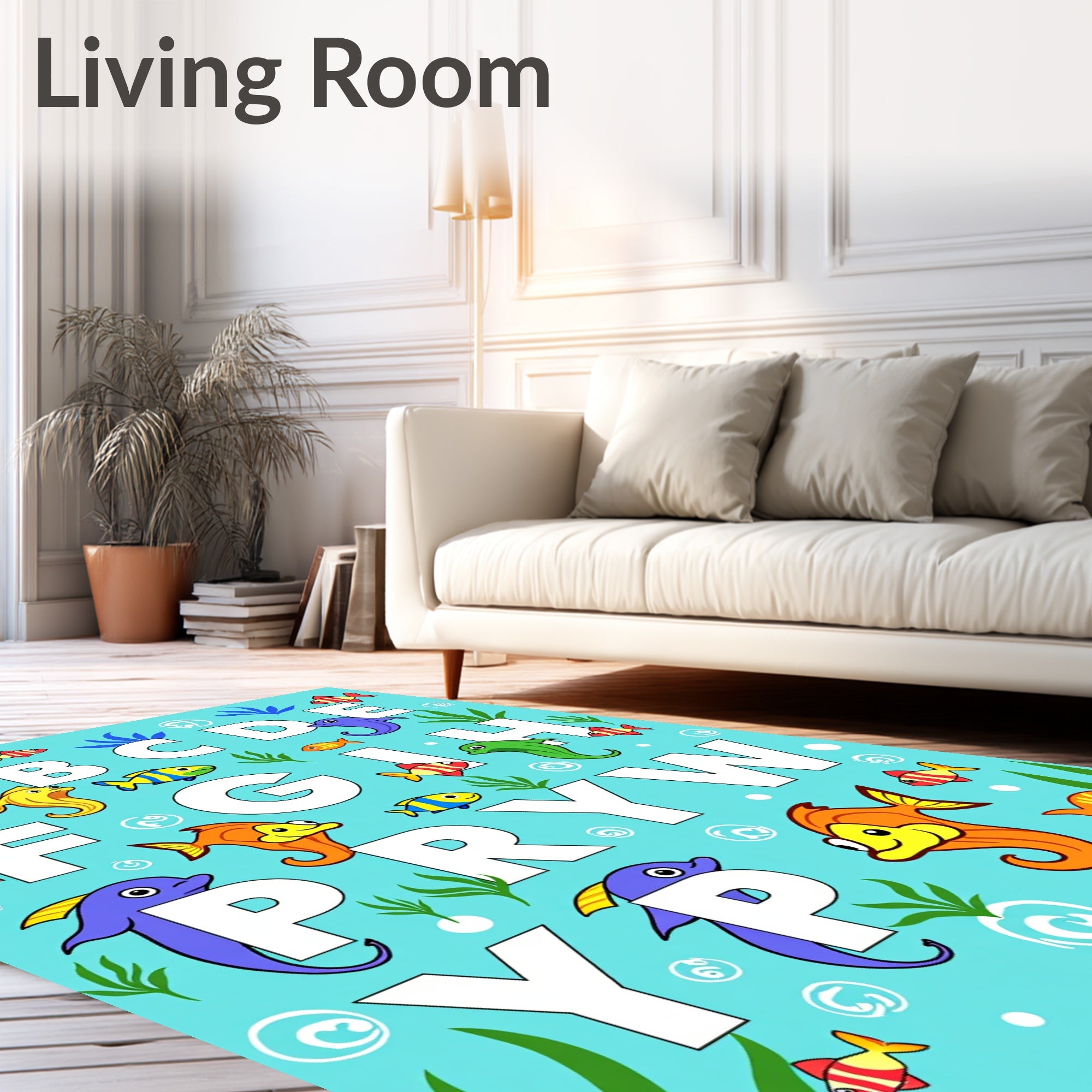 Ocean Alphabet with Cute Fish Rug