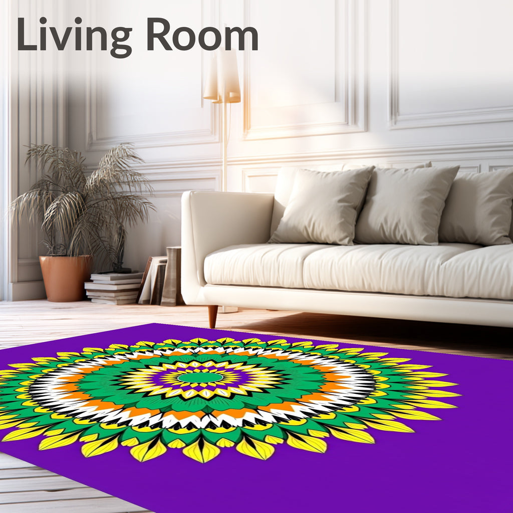 Radiant Purple Green Yellow Mandala Radiance Rug