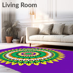 Radiant Purple Green Yellow Mandala Radiance Rug