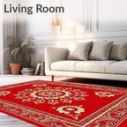 Red Golden Sun Floral Medallion Rug