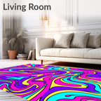 Vibrant Pink Purple Yellow Swirl Rug