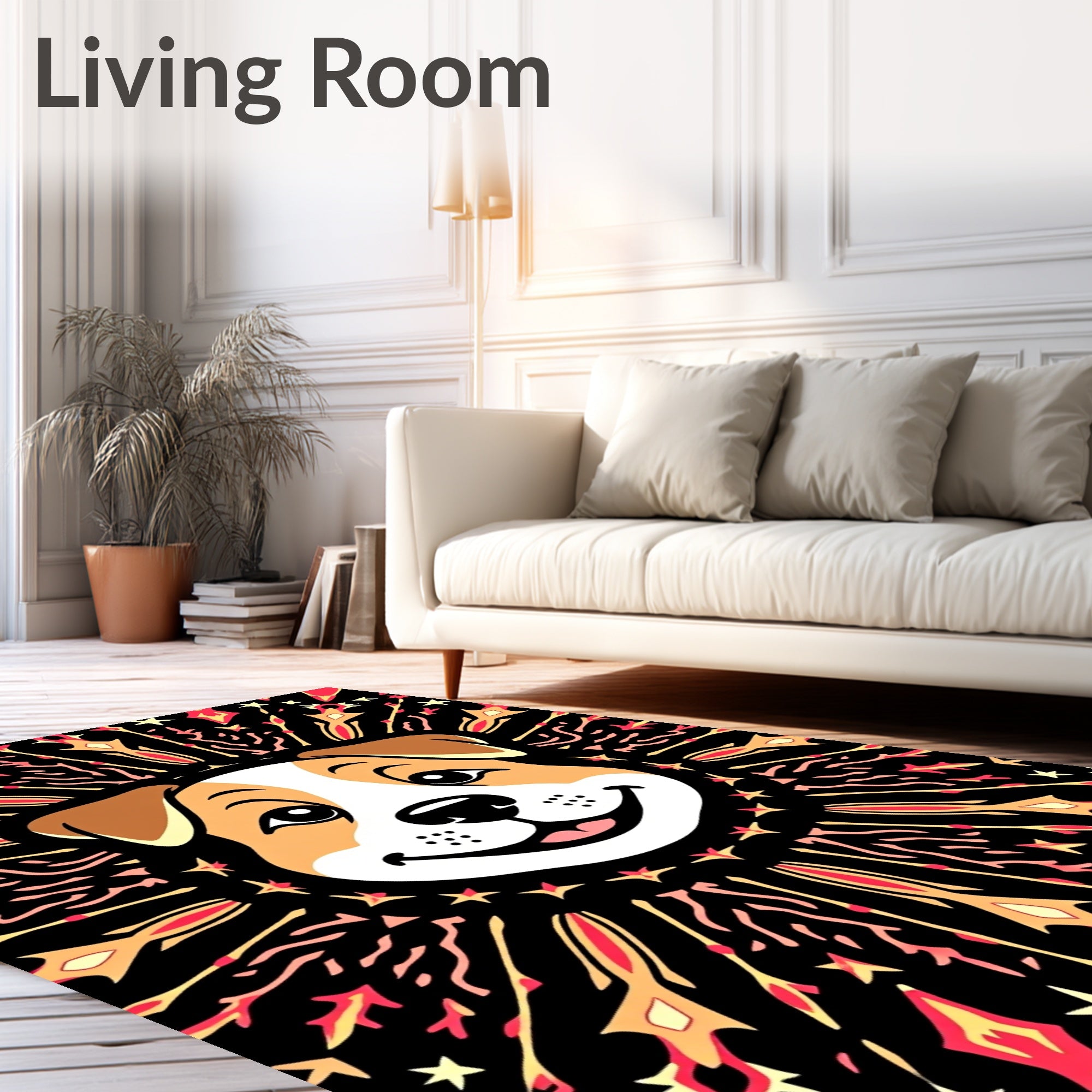 Vibrant Dog Starburst Radiant Rug
