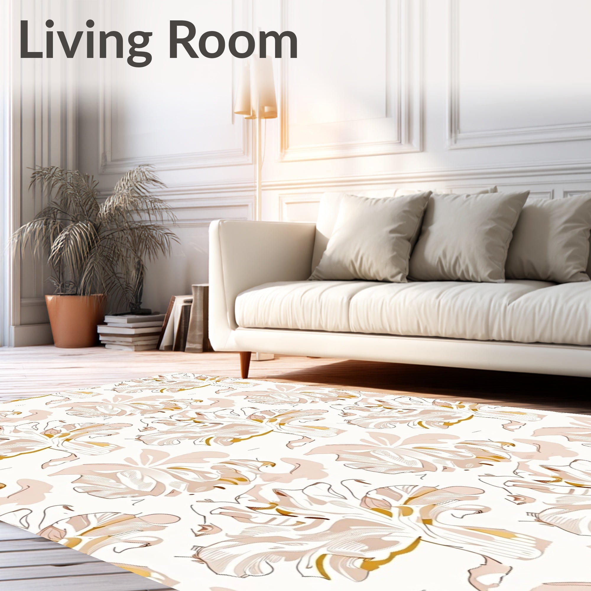 Blush Sepia Floral Art Nouveau Rug