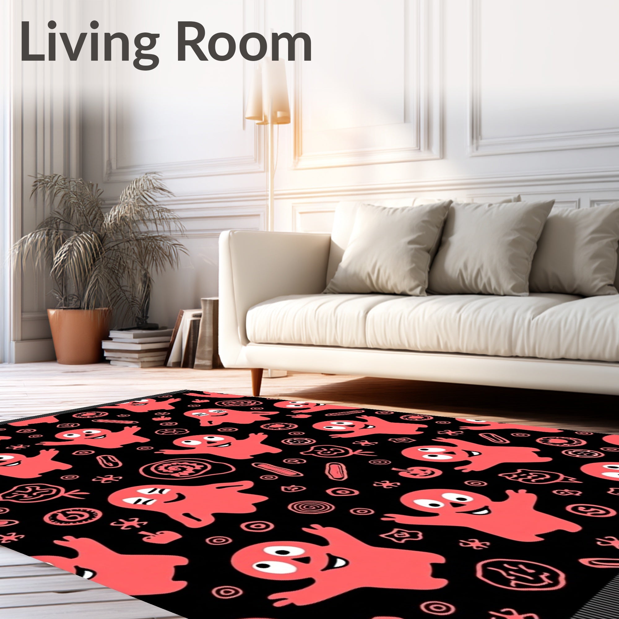 Coral Ghost Halloween Collage Rug