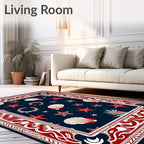 Navy Red White Seashell Starfish Charm Rug