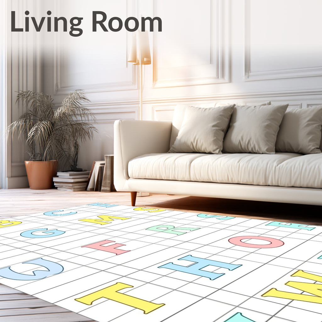 Alphabet Grid Colorful Letters Rug