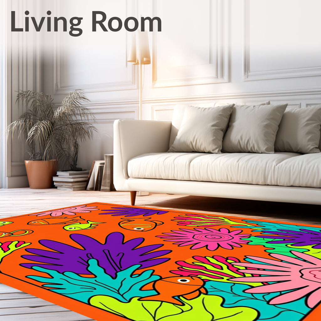 Vibrant Coral Fish Underwater Scene Rug