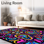 Vibrant Psychedelic Swirls Floral Rug