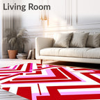 Bold Red Pink Chevron Geometric Rug