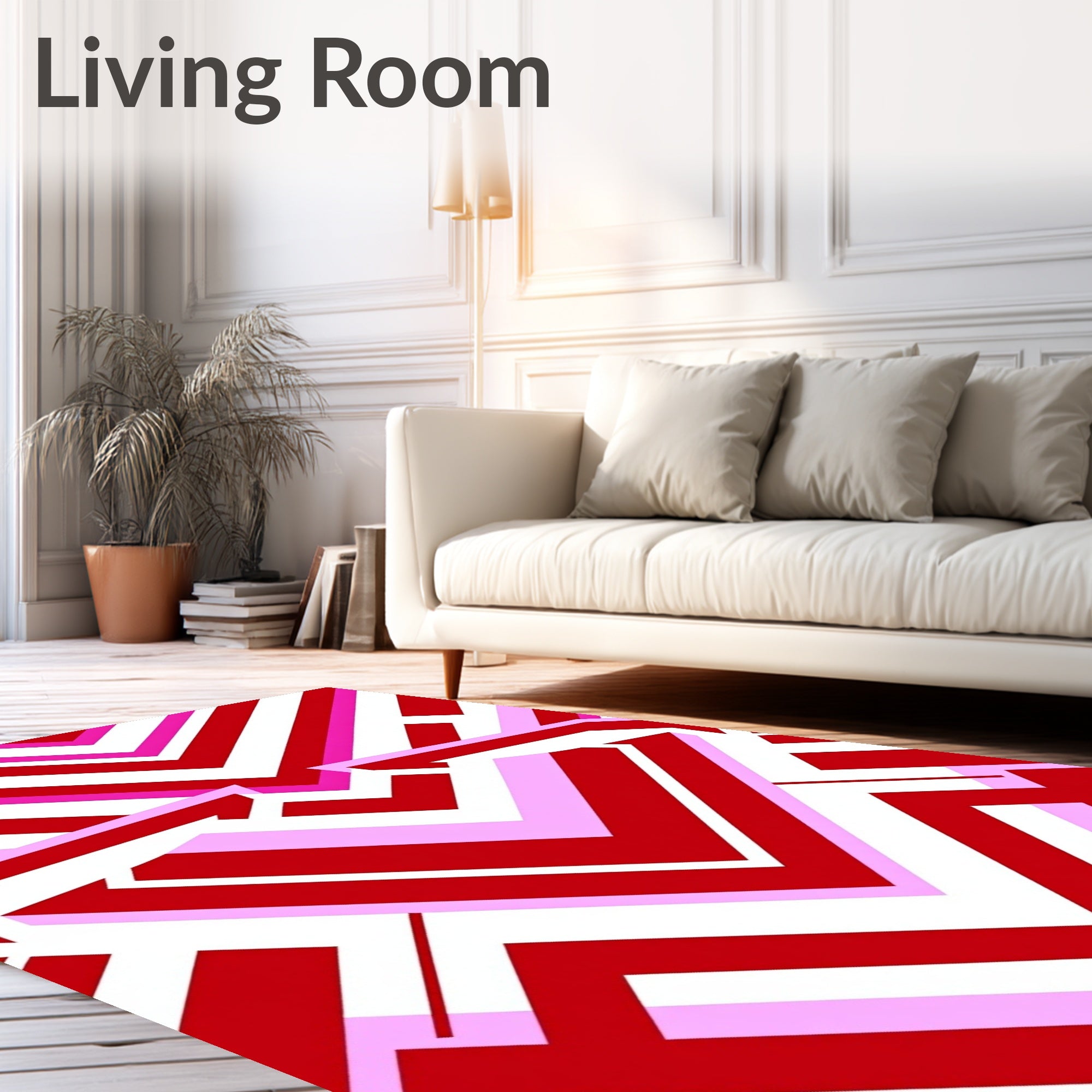 Bold Red Pink Chevron Geometric Rug