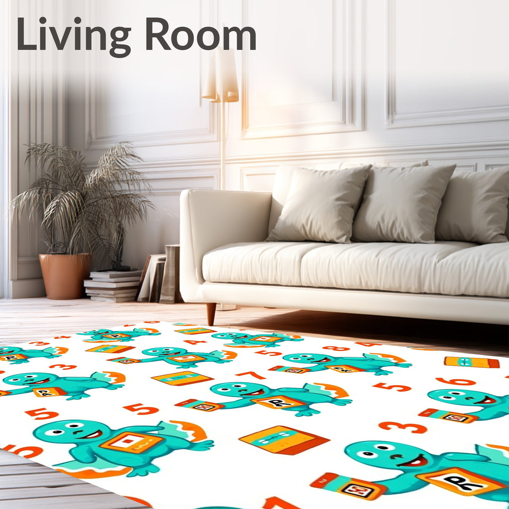 Teal Creature Numbers Repeat Rug