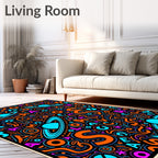 Cosmic Orange Blue Alphabet Galaxy Rug