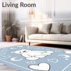 Sweet Bear Hearts and Moons Rug