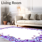 Lavender Purple Daisy Floral Border Rug
