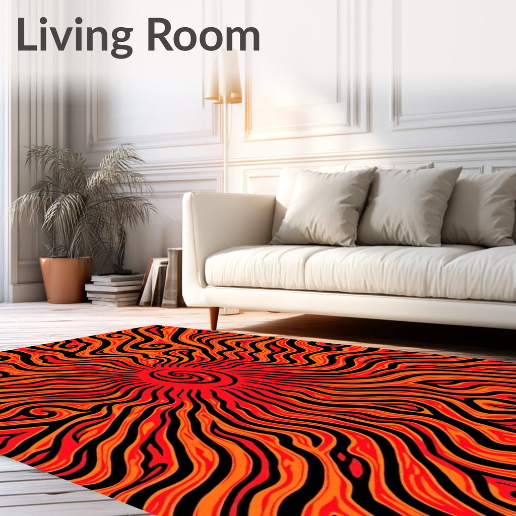 Radiant Sun Swirl Red Orange Rug
