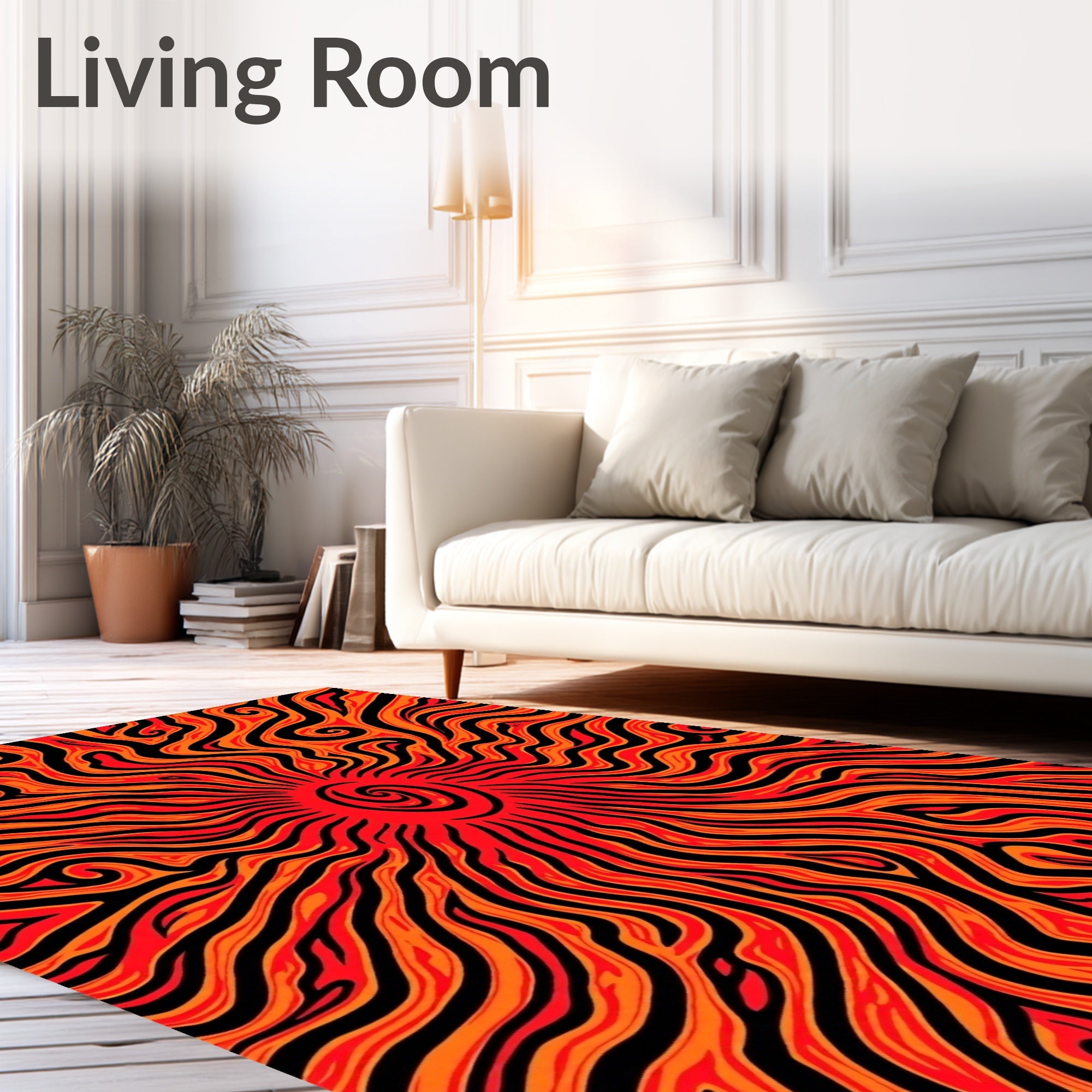 Radiant Sun Swirl Red Orange Rug