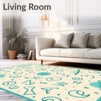 Cosmic Teal Alphabet Planets Rug