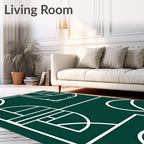 Deep Green Geometric Abstract Form Rug