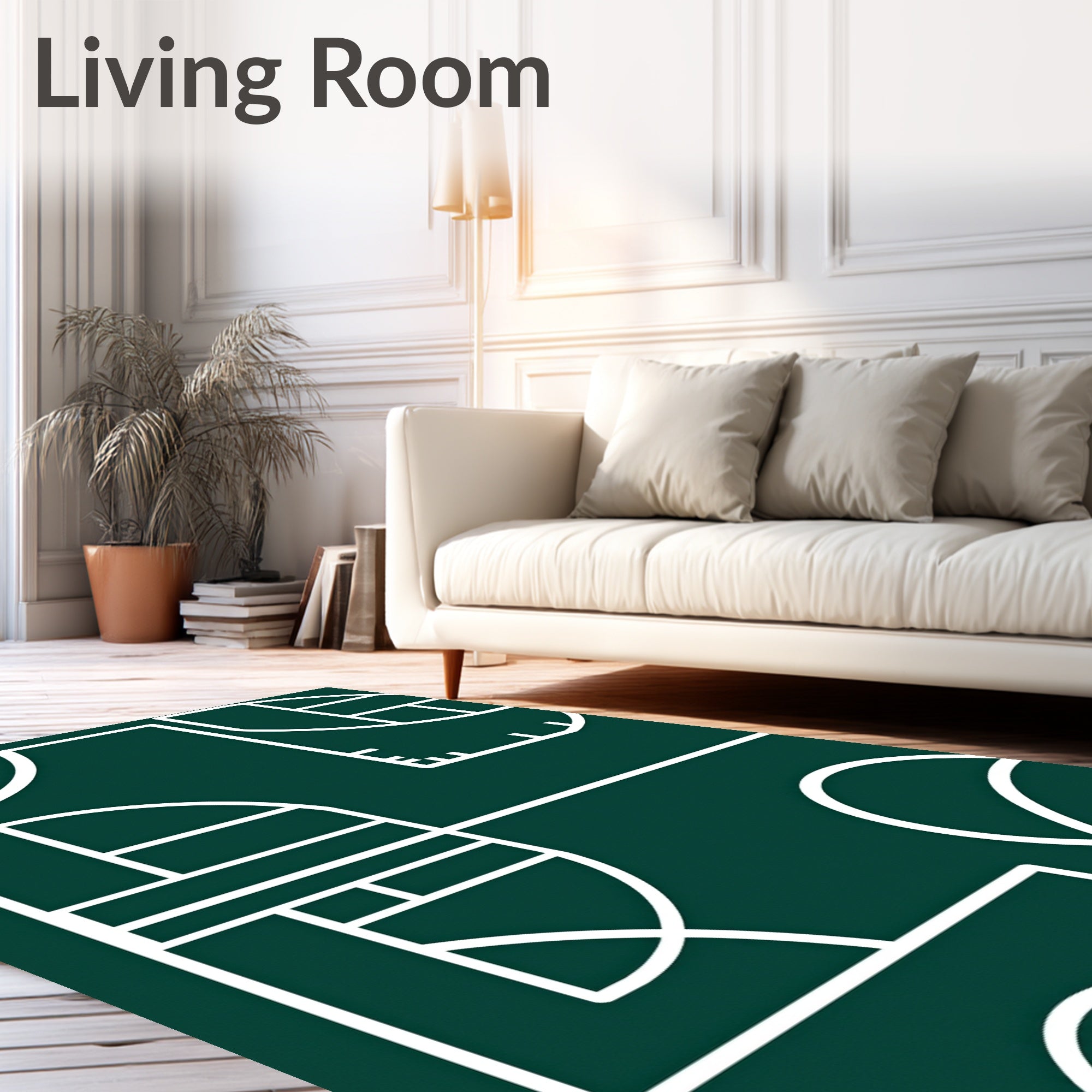 Deep Green Geometric Abstract Form Rug