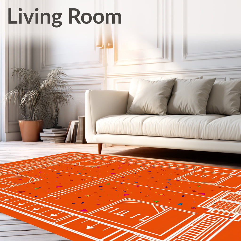 Orange Abstract Confetti Triangles Rug