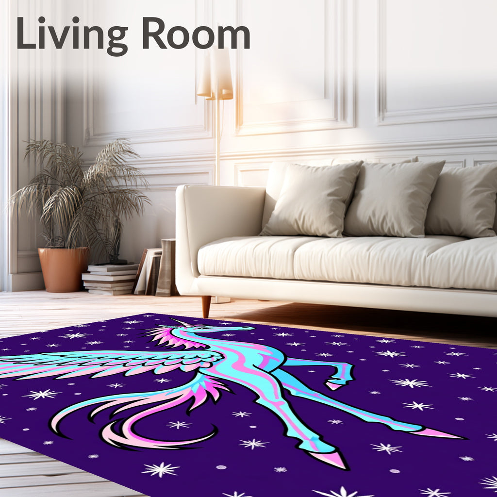 Swirling Pink Blue Winged Celestial Horse Rug