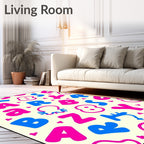 Bold Blue Pink Alphabet Hearts Rug