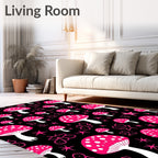 Hot Pink Mushroom Star Doodle Rug