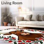 Brown Bull with Red Berry Garland Rug