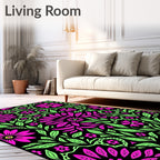 Vibrant Pink Neon Floral Foliage Rug